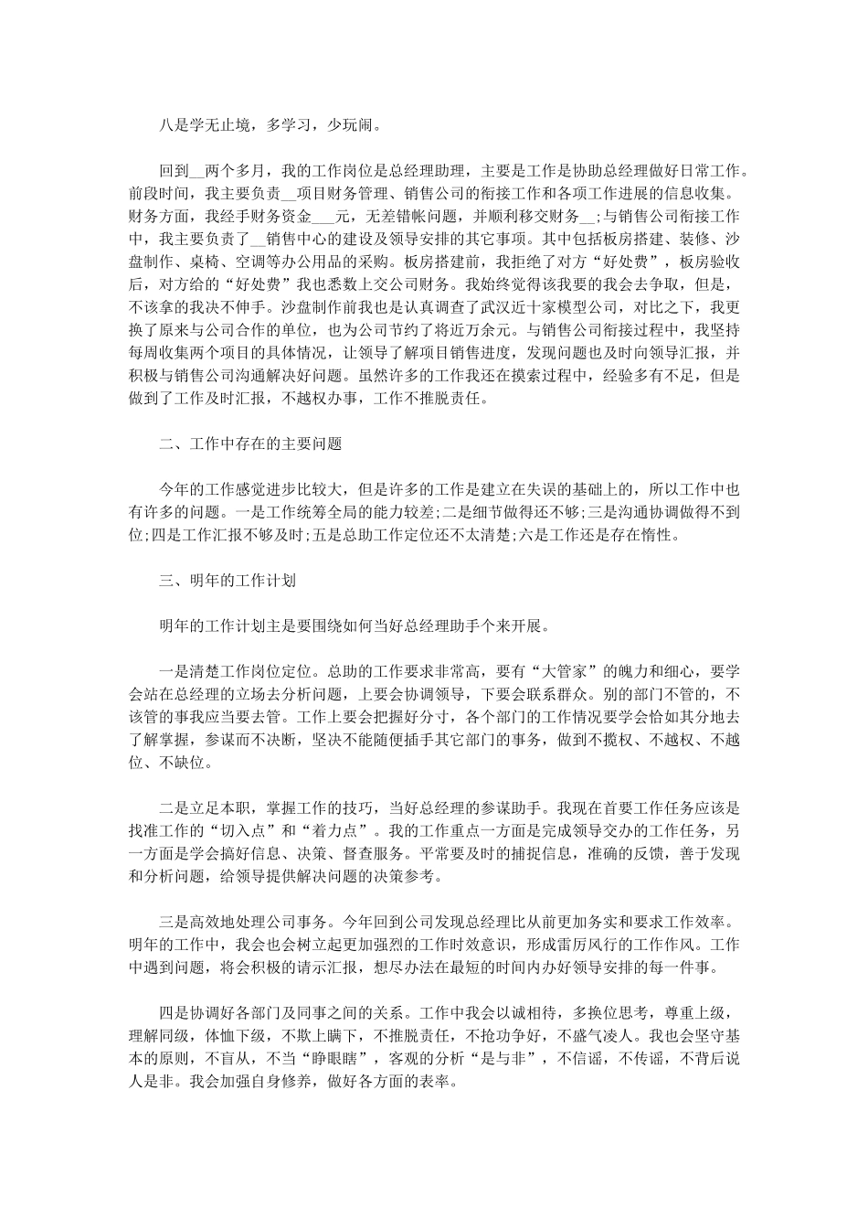 2024年总经理助理岗位工作总结模板_第3页