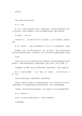 2024年房地产公司内部审计制度