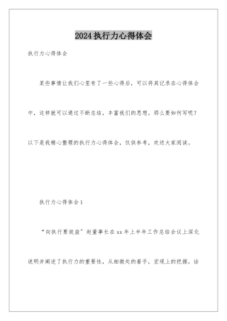 2024年执行力心得体会