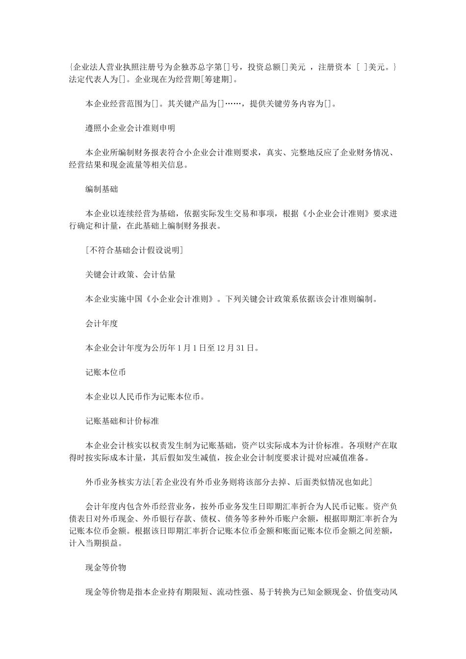 2024年执行小企业会计准则财务报表审计综合报告及报表附注参考格式_第3页