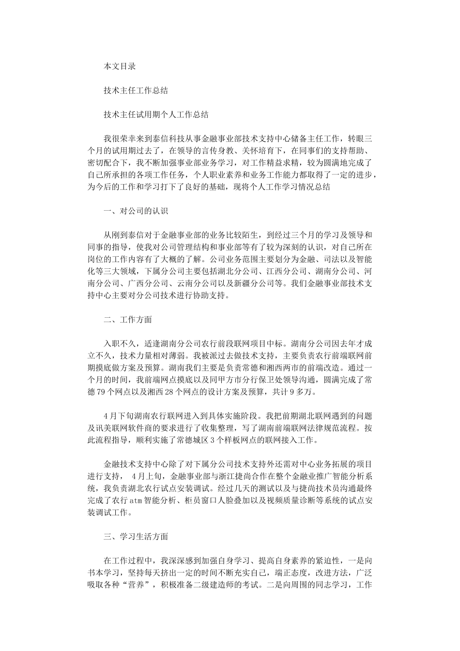 2024年技术主任工作总结2篇_第1页