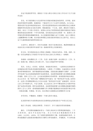 2024年技术员入职工作总结