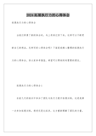 2024年拓展执行力的心得体会