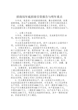 2024年招商局年底招商引资报告与明年重点-