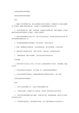 2024年招商总监基本职责描述