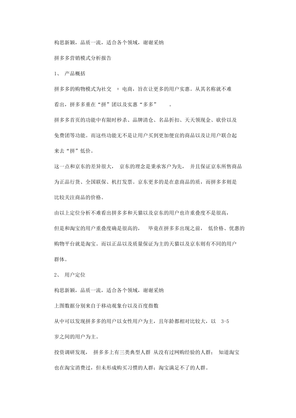 2024年拼多多营销模式解析总结计划报告总结计划_第1页