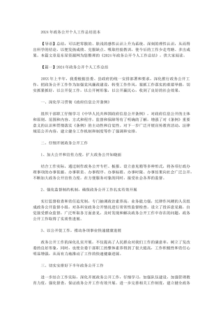 2024年政务公开个人工作总结范本