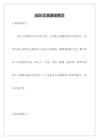 2024年文具袋说明文