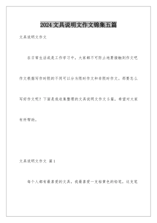 2024年文具说明文作文锦集五篇