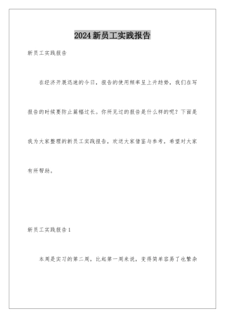 2024年新员工实践报告