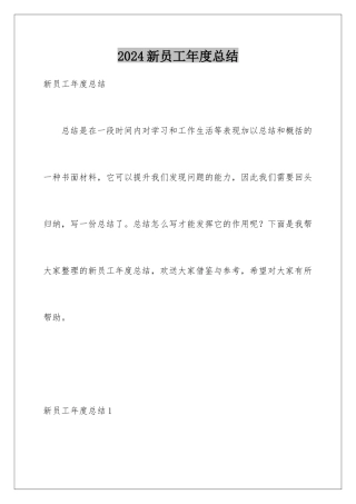 2024年新员工年度总结