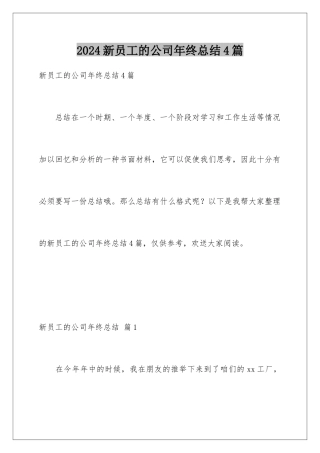 2024年新员工的公司年终总结4篇