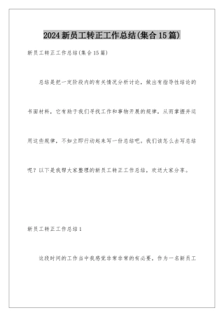2024年新员工转正工作总结