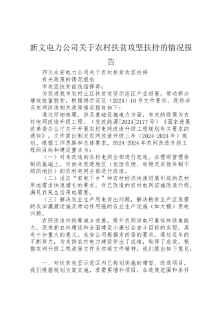 2024年新文电力公司关于农村扶贫攻坚扶持的情况报告-