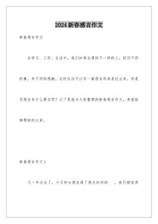 2024年新春感言作文