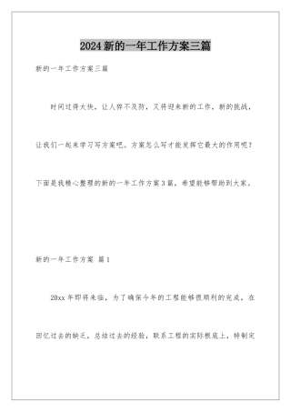 2024年新的一年工作计划三篇