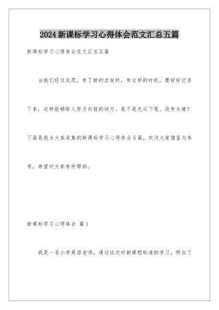 2024年新课标学习心得体会范文汇总五篇