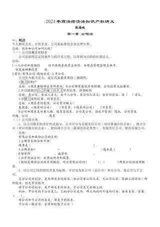 2024年新起点系统强化班商经-张海峡讲义