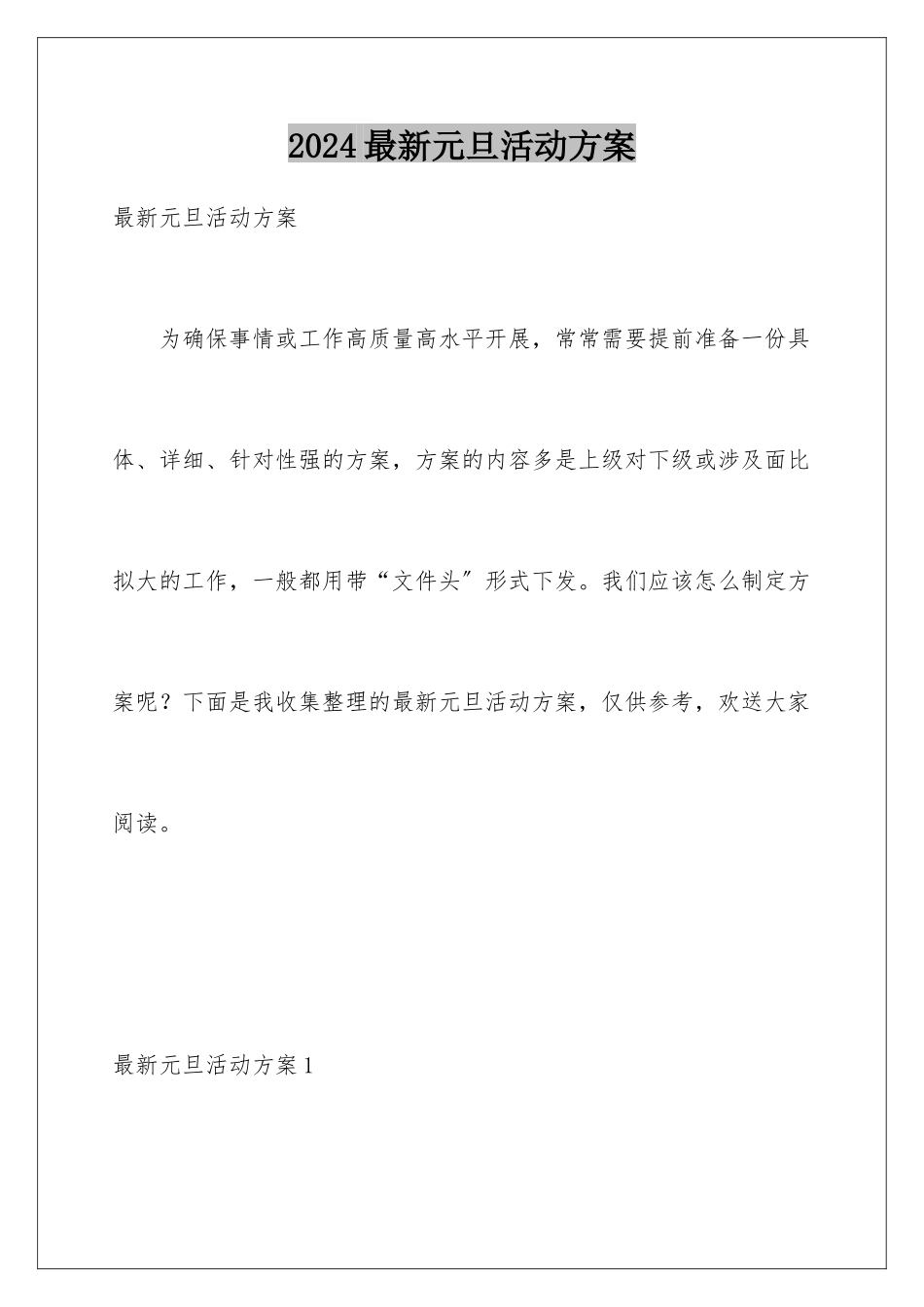 2024年最新元旦活动方案_第1页