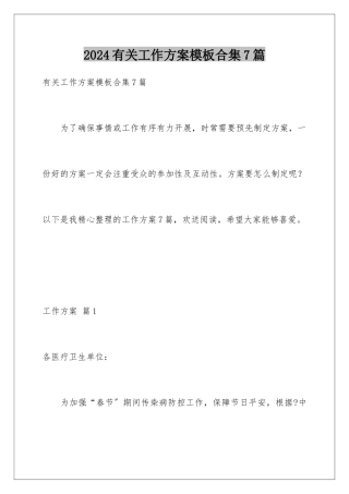 2024年有关工作方案合集7篇