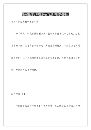 2024年有关工作方案集合5篇
