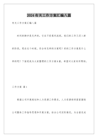 2024年有关工作计划汇编八篇