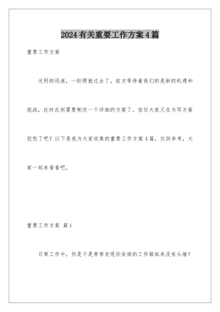 2024年有关重要工作计划4篇