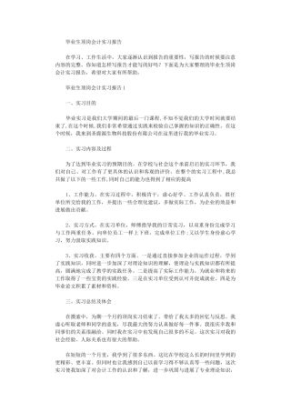 2024年毕业生顶岗会计实习报告