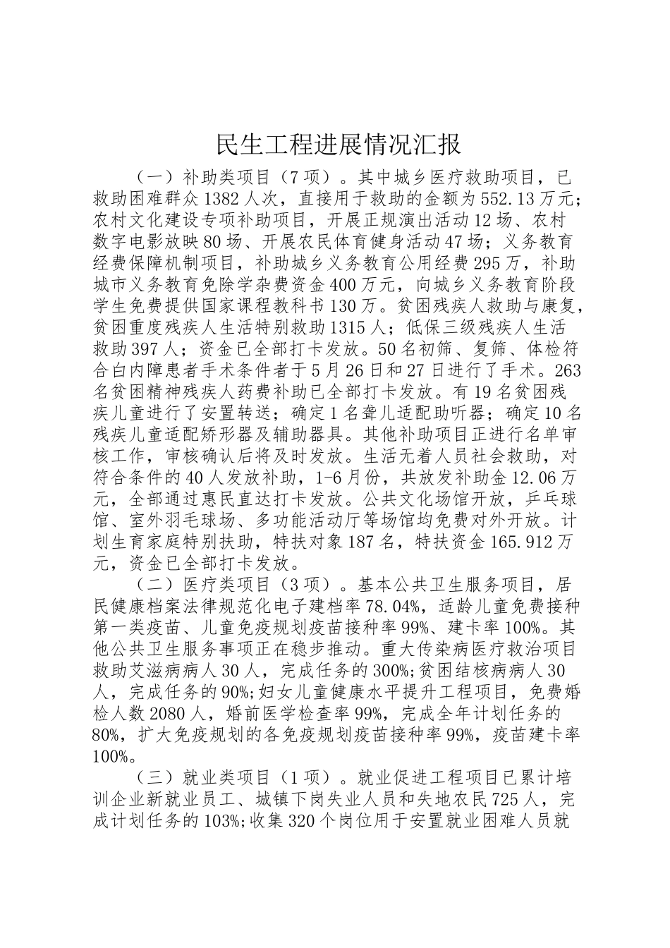 2024年民生工程进展情况汇报-_第1页