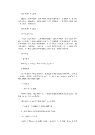 2024年污水处理厂实习报告