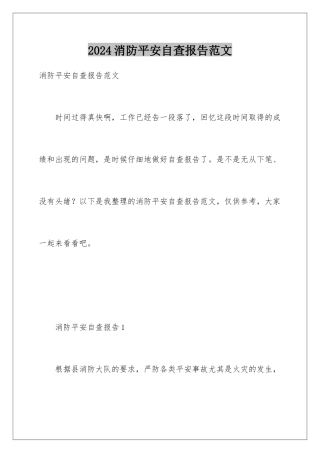 2024年消防安全自查报告范文