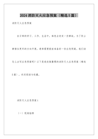 2024年消防灭火应急预案