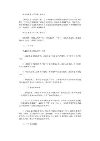 2024年淘宝客服个人试用期工作总结