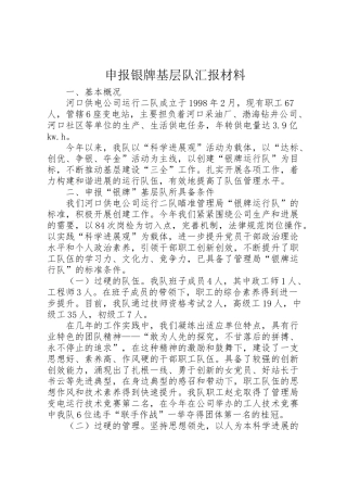 2024年申报银牌基层队汇报材料-