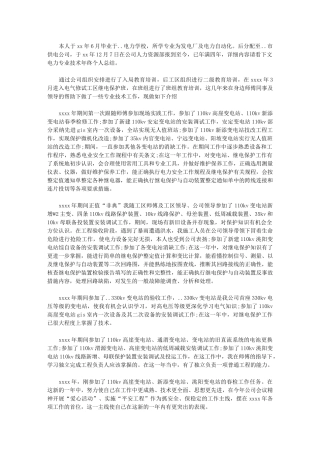 2024年电力专业技术年度个人总结例文