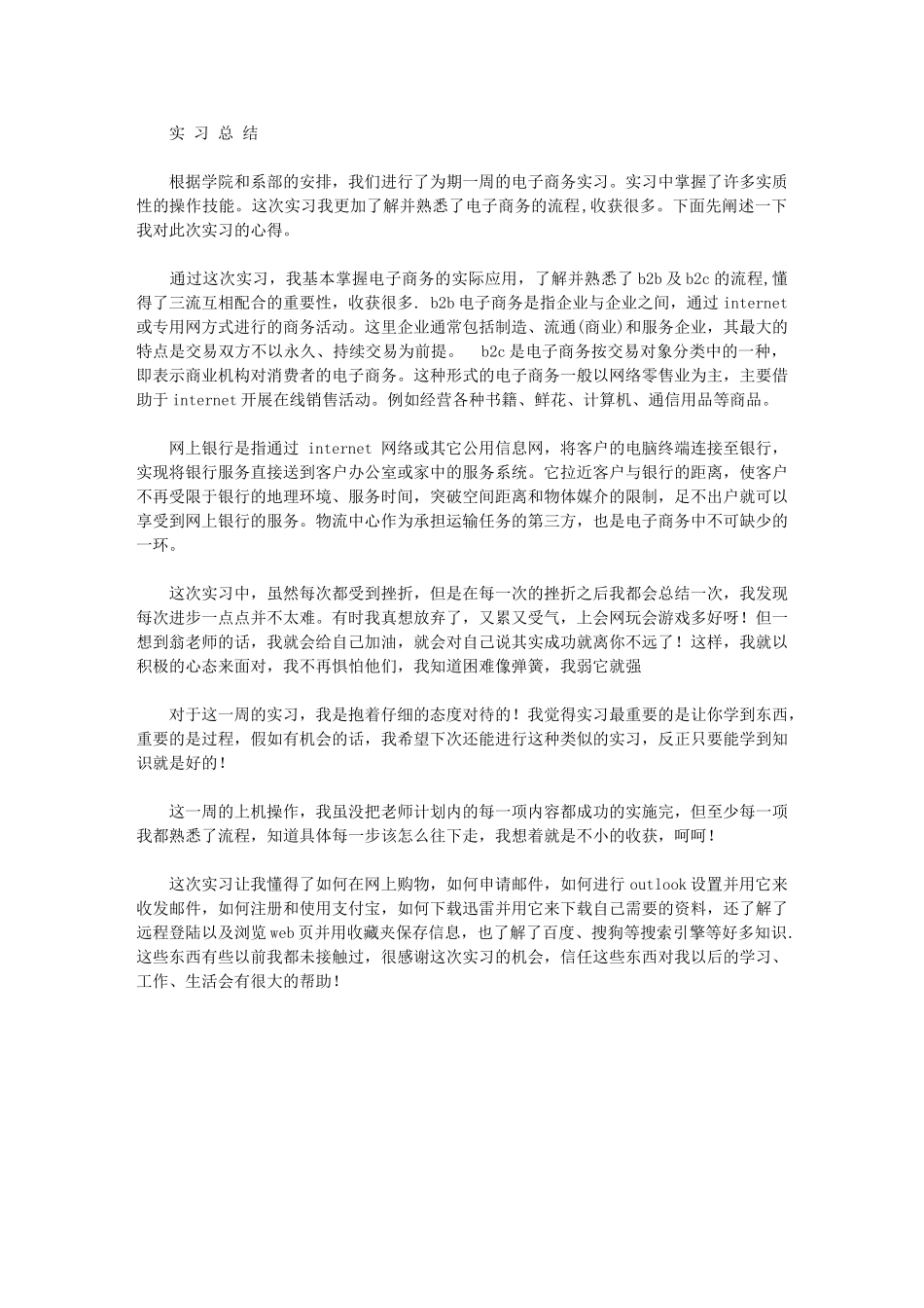 2024年电子商务实习总结_第1页