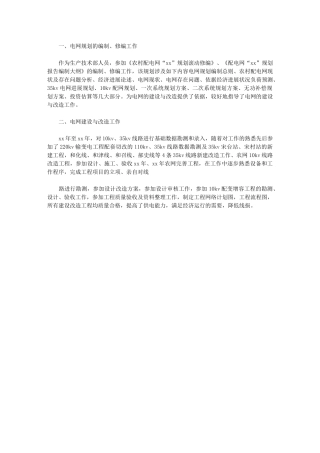 2024年电力专业技术个人年度工作总结例文