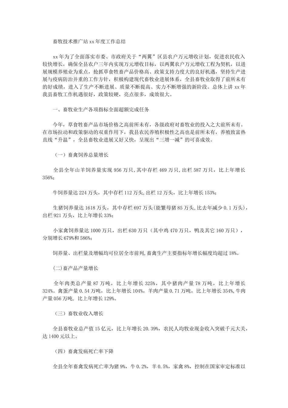 2024年畜牧技术推广站2024年终工作总结例文_第1页