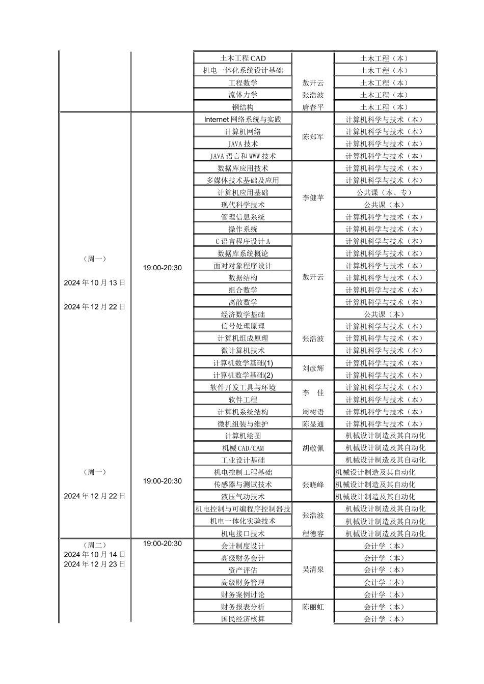 2024年秋期重庆电大网上答疑安排_第2页