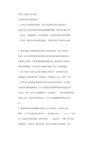 2024年科技公司会计实习报告