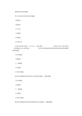 2024年篮球世界杯培训调研