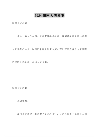 2024年织网大班教案