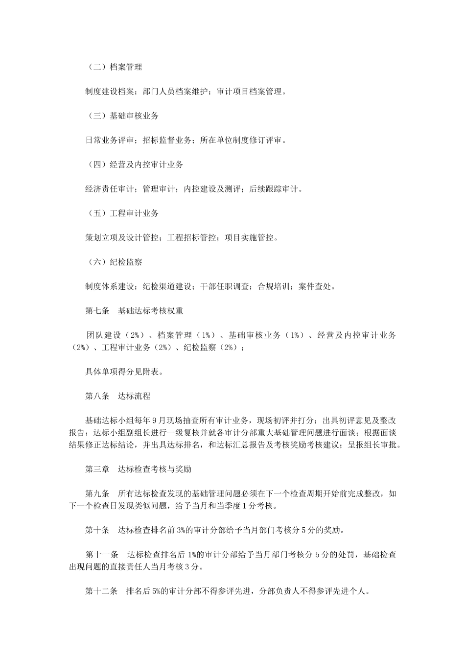 2024年经典案列：内部审计审计体系基础管理达标管理办法_第2页