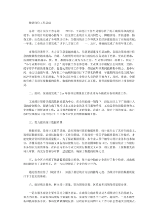 2024年统计岗位工作总结最新