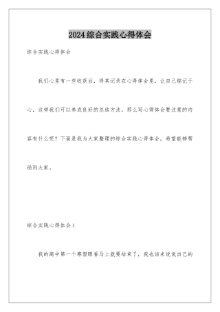 2024年综合实践心得体会