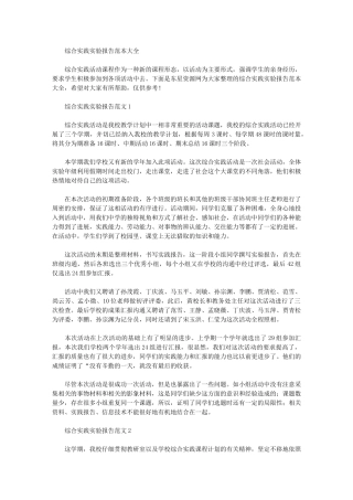 2024年综合实践实验报告范本大全