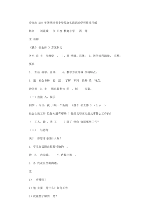 2024年综合找个岗位去体验方案制定课教案