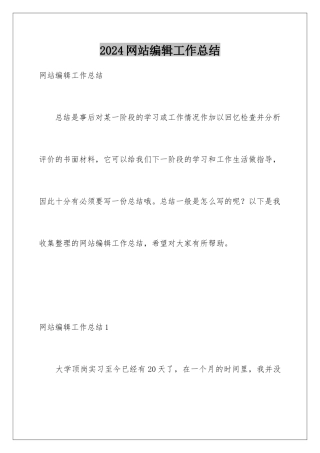 2024年网站编辑工作总结