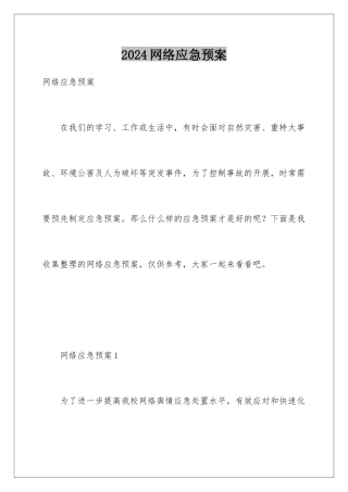 2024年网络应急预案