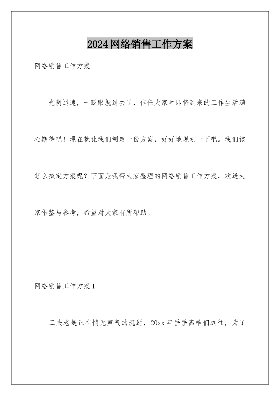 2024年网络销售工作计划_第1页